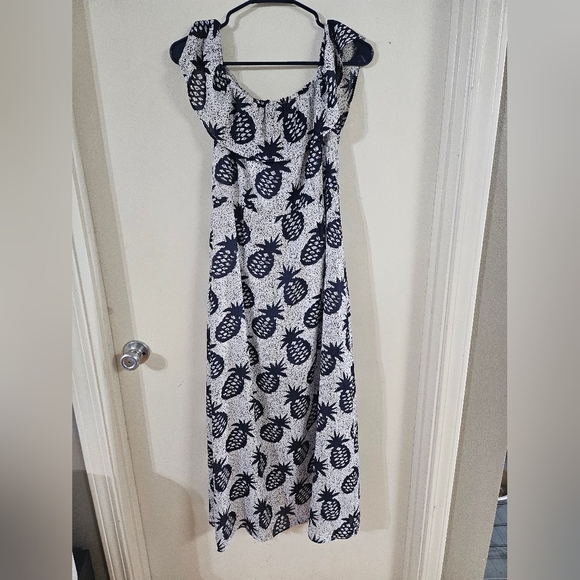 Lucca Couture Navy and White Pineapple Maxi Dress - Picture 3 of 7